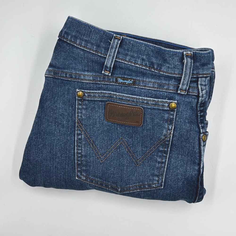 Wrangler 47R Cowboy Cut Regular Fit Jeans Mens 38x30 Dark Wash‎ Stretch EUC